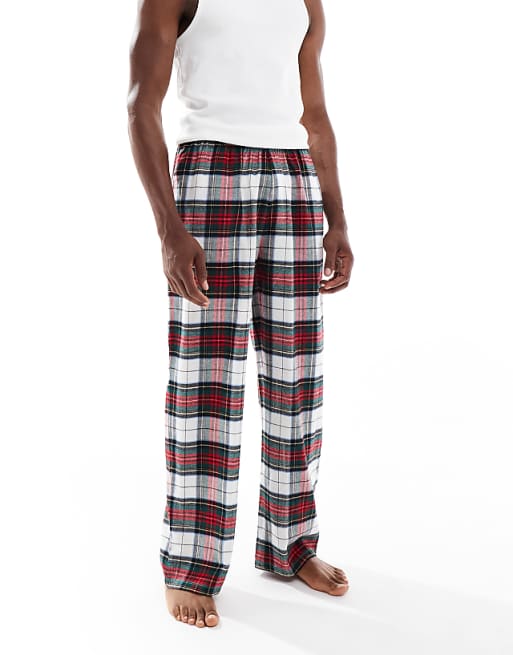 ASOS DESIGN Lounge Bottoms In Tartan Red Brushed Check