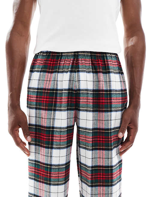 ASOS DESIGN Lounge Bottoms In Tartan Red Brushed Check