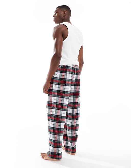 ASOS DESIGN Lounge Bottoms In Tartan Red Brushed Check