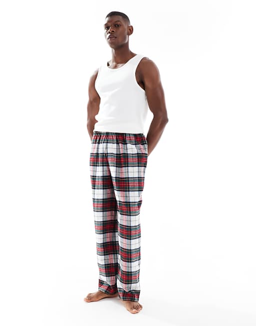 ASOS DESIGN lounge bottoms in tartan red brushed check