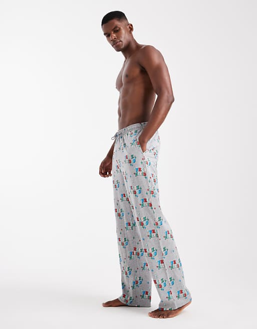 ASOS DESIGN Lounge Bottoms With Christmas Feliz Navidad Graphic In Grey
