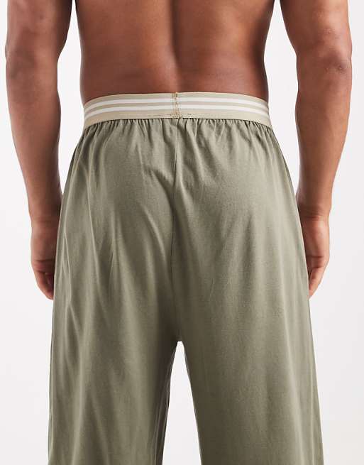 ASOS DESIGN Lounge Bottoms With Wide Leg In Khaki
