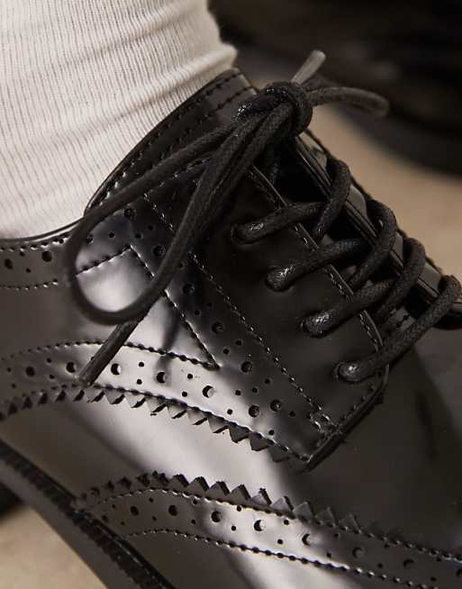 ASOS DESIGN Manny Lace Up Flat Shoes In Black