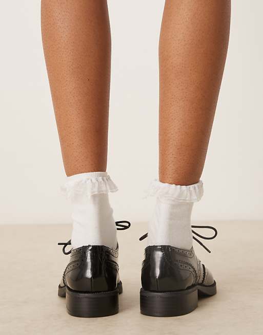 ASOS DESIGN Manny Lace Up Flat Shoes In Black