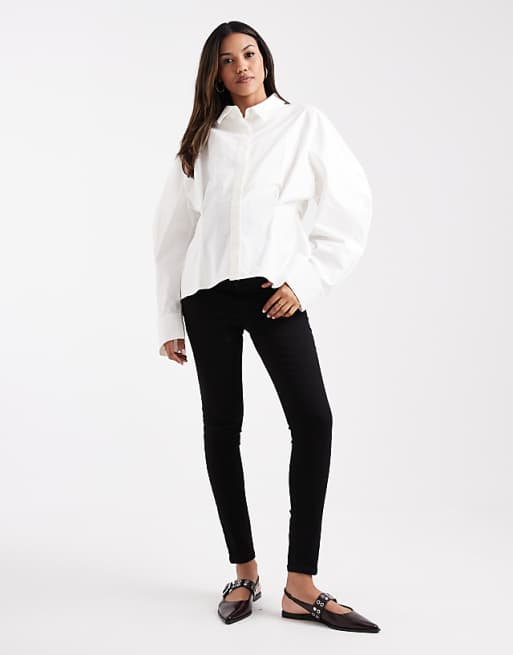 ASOS DESIGN Maternity skinny jean with over bump in black