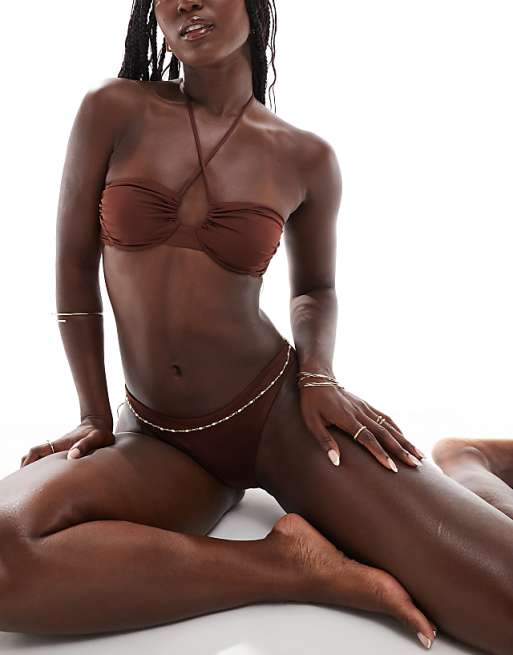 ASOS DESIGN Maya Mix & Match High Leg Hipster Bikini Bottom In Chocolate Brown