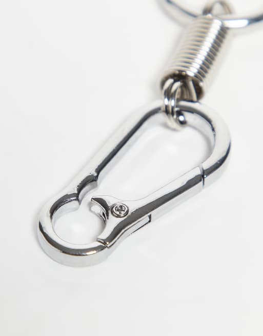 ASOS DESIGN Metal Spring Carabiner Jeans Clip In Silver Tone