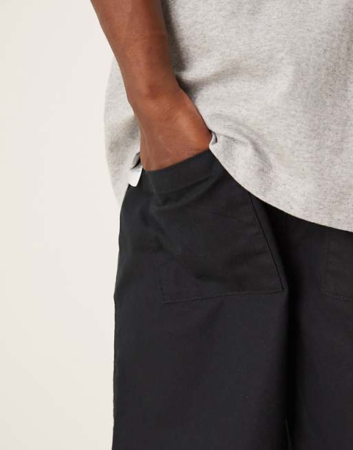 ASOS DESIGN Mid Length Pull On Linen Blend Short In Black