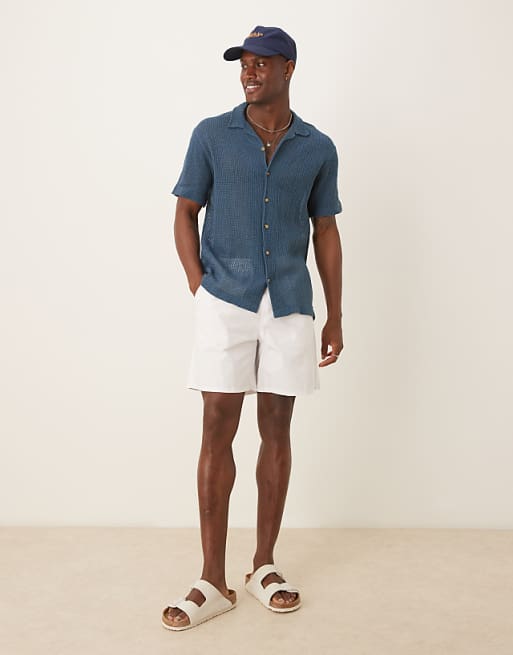 ASOS DESIGN mid length pull on linen blend short in white