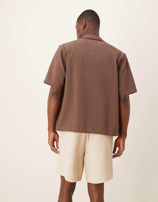 ASOS DESIGN Mid Length Waffle Short In Ecru