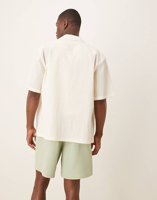 ASOS DESIGN Mid Length Waffle Short In Green