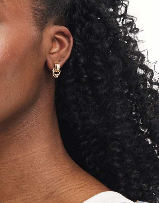 ASOS DESIGN Mini Doorknocker Earrings In Gold Tone