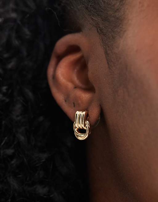 ASOS DESIGN mini doorknocker earrings in gold tone