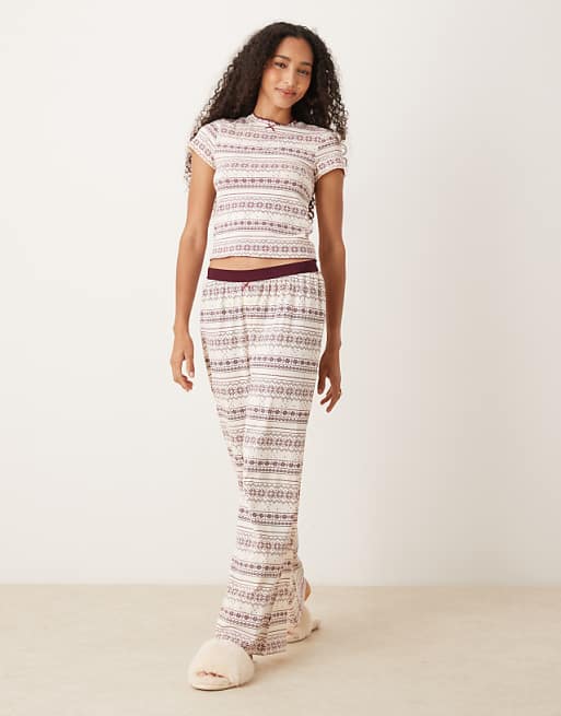 ASOS DESIGN Mix & Match Pyjamas In Red Fairisle Print