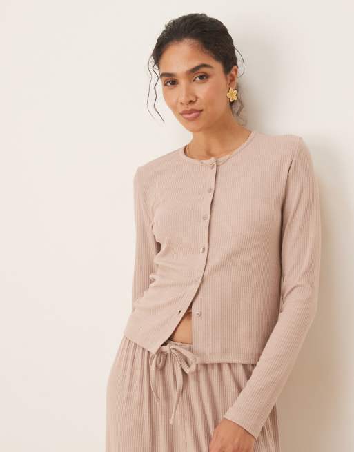 ASOS DESIGN Mix & Match Rib Loungewear In Cream