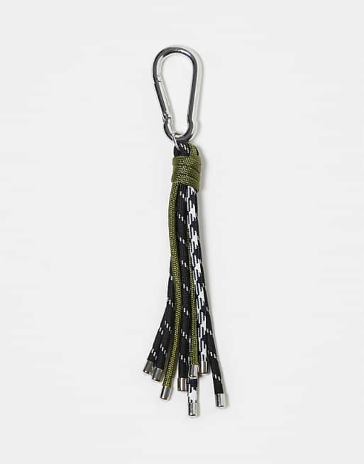 ASOS DESIGN mixed cord keyring bag charm - KHAKI