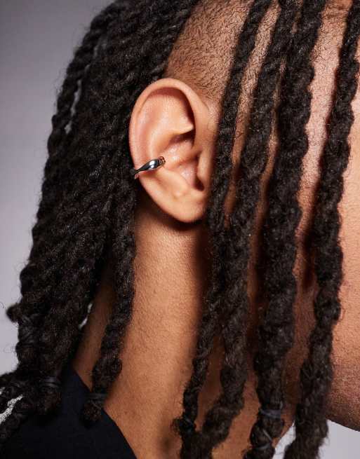 ASOS DESIGN Molten Ear Cuff In Silver Tone