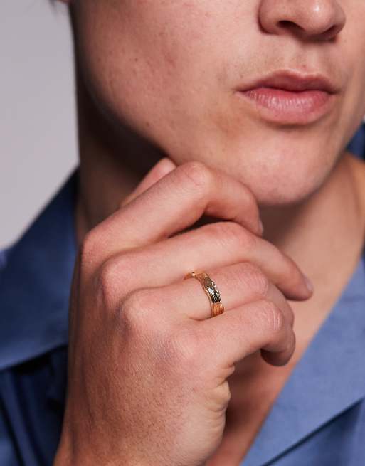 ASOS DESIGN Mottled Band Ring In Gold Tone
