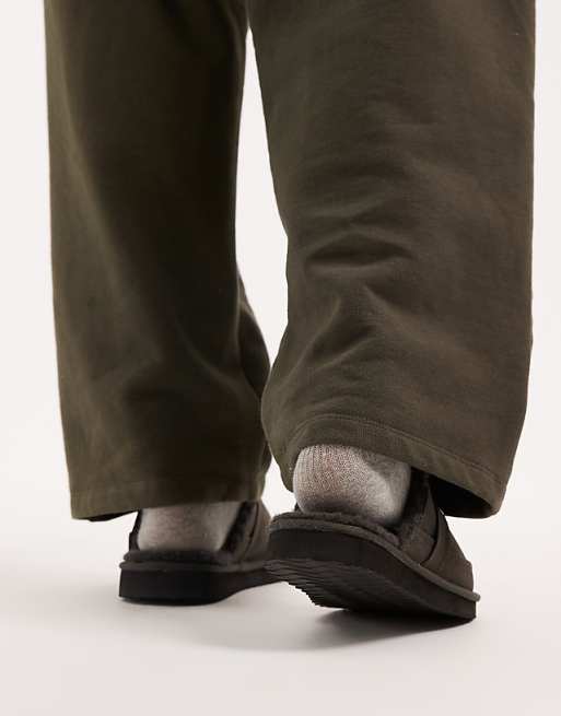 ASOS DESIGN Mule Slippers In Black With Strap