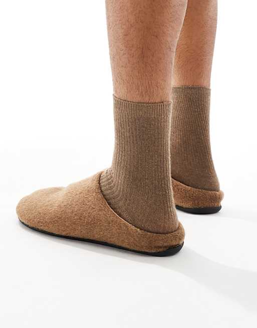 ASOS DESIGN Mule Slippers In Brown Marl