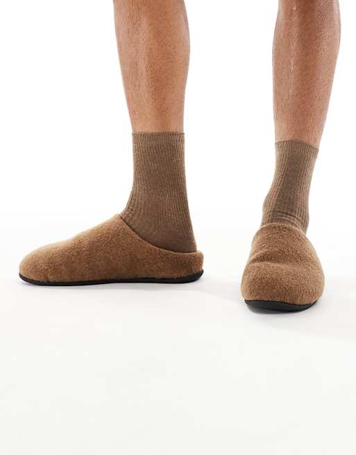 ASOS DESIGN Mule Slippers In Brown Marl