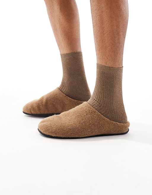 ASOS DESIGN mule slippers in brown marl