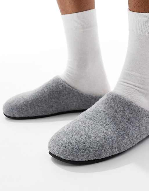 ASOS DESIGN Mule Slippers In Grey Marl