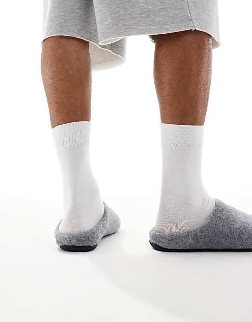 ASOS DESIGN Mule Slippers In Grey Marl