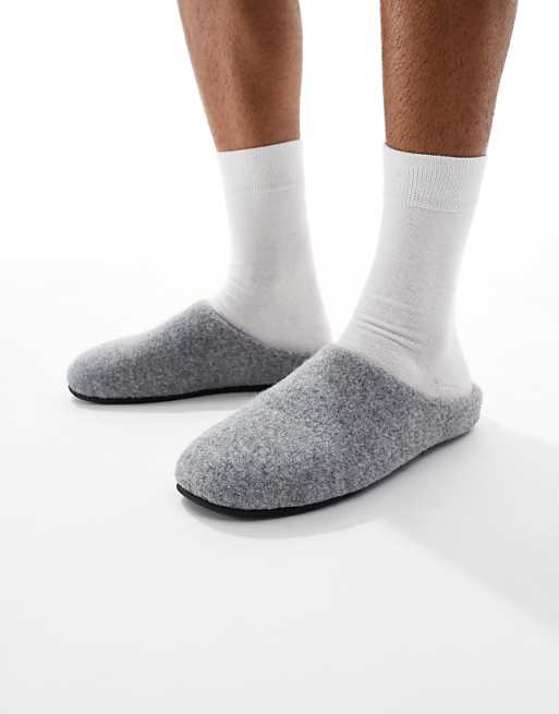 ASOS DESIGN Mule Slippers In Grey Marl
