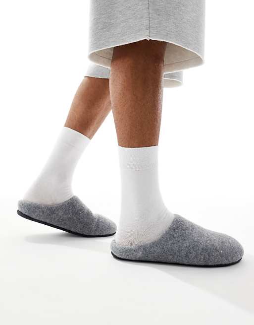 ASOS DESIGN mule slippers in grey marl