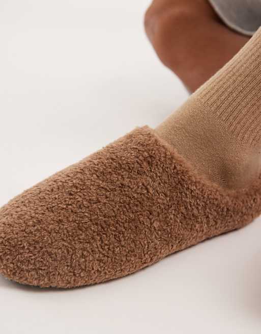 ASOS DESIGN Mule Slippers In Tan Borg