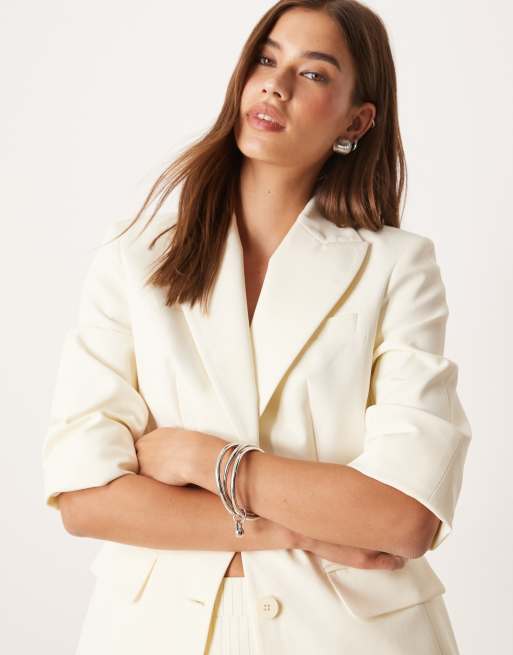 ASOS DESIGN Multi-row Bangle With Spherical Ring Detail In Silver Tone