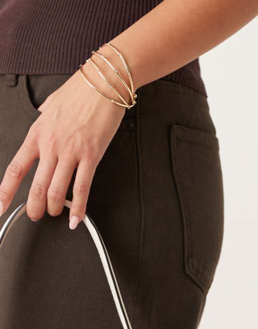 ASOS DESIGN Multi-row Stretch Bracelets In Gold Tone