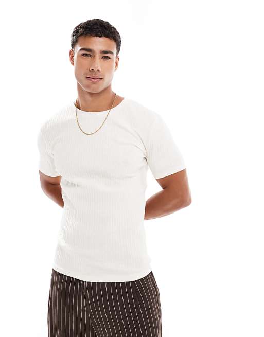 ASOS DESIGN muscle boxy t-shirt in cream