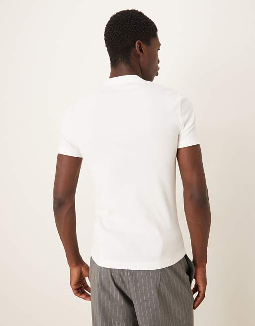 ASOS DESIGN Muscle Fit High Neck Rib T-shirt In White