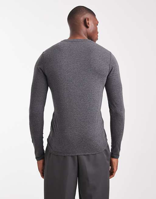 ASOS DESIGN Muscle Fit Long Sleeve T-shirt In Charcoal