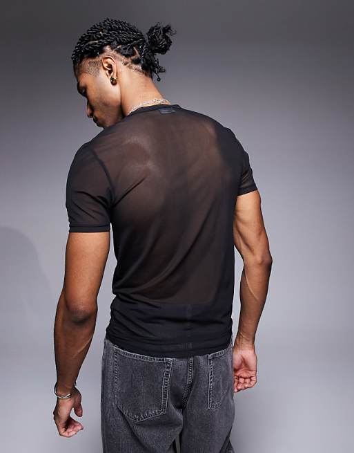 ASOS DESIGN Muscle Fit T-shirt In Black Mesh