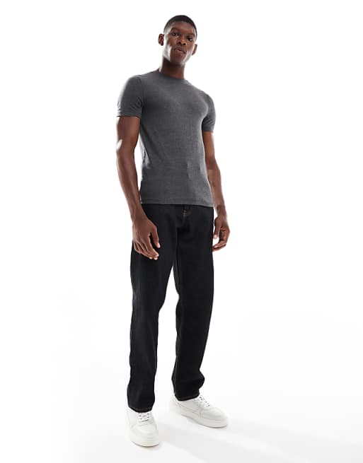 ASOS DESIGN Muscle Fit T-shirt In Charcoal