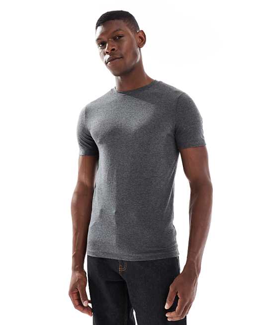 ASOS DESIGN muscle fit t-shirt in charcoal