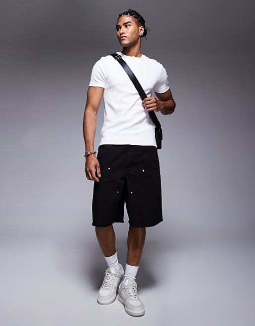 ASOS DESIGN Muscle Fit T-shirt With Henley Neck In White Rib