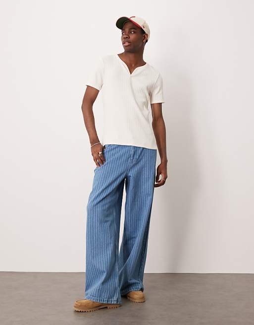 ASOS DESIGN Muscle Fit T-shirt With In Cream Textured Rib