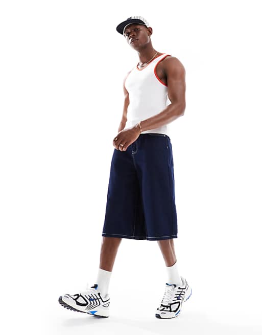 ASOS DESIGN Muscle Fit Vest With Contrast Binding In White Rib