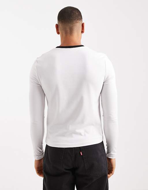 ASOS DESIGN Muscle Long Sleeve T-shirt With Graphic In White