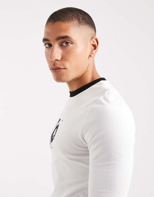 ASOS DESIGN Muscle Long Sleeve T-shirt With Graphic In White
