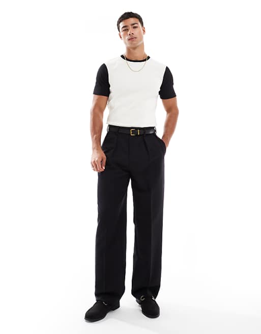 ASOS DESIGN Muscle T-shirt With Contrast Sleeves In Cream Rib