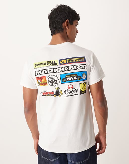 ASOS DESIGN Nintendo Unisex Oversized T-shirt With Mario Kart Prints In White