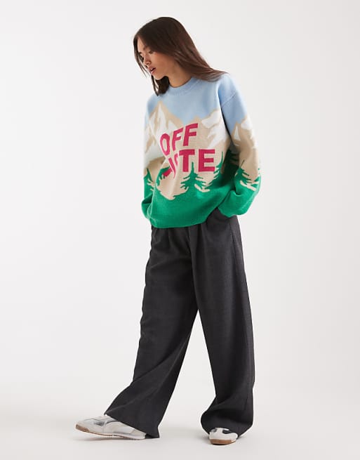 ASOS DESIGN Off Piste Ski Scenic Jumper In White
