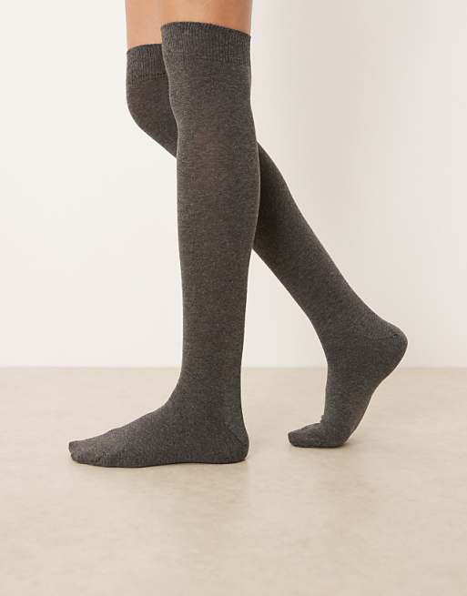ASOS DESIGN over the knee socks in grey