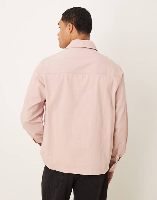 ASOS DESIGN Overhead Poplin Zip Shirt In Mauve