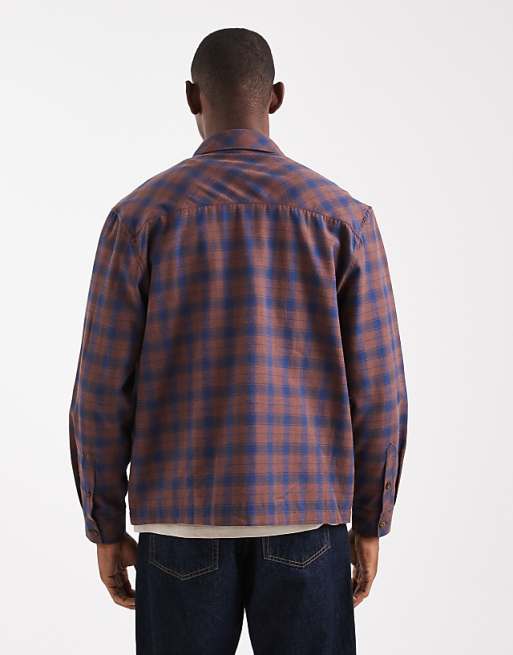 ASOS DESIGN Overshirt With Pockets In Brown Check